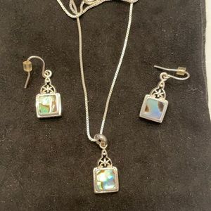 Sterling silver abalone necklace set